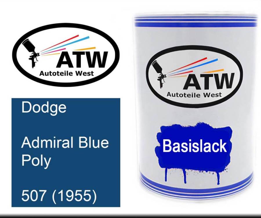 Dodge, Admiral Blue Poly, 507 (1955): 500ml Lackdose, von ATW Autoteile West.